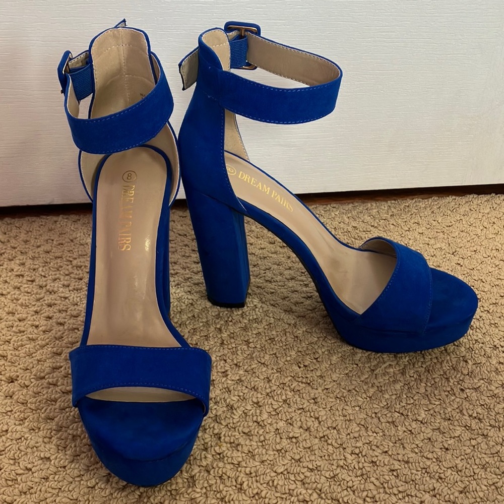 DreamPairs Blue Heels, only worn once, size 8, $25, originally $40